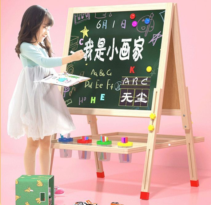 Telescopic handwriting drawing board folding small blackboard dust-free children painted board bracket little girl Home oversize
