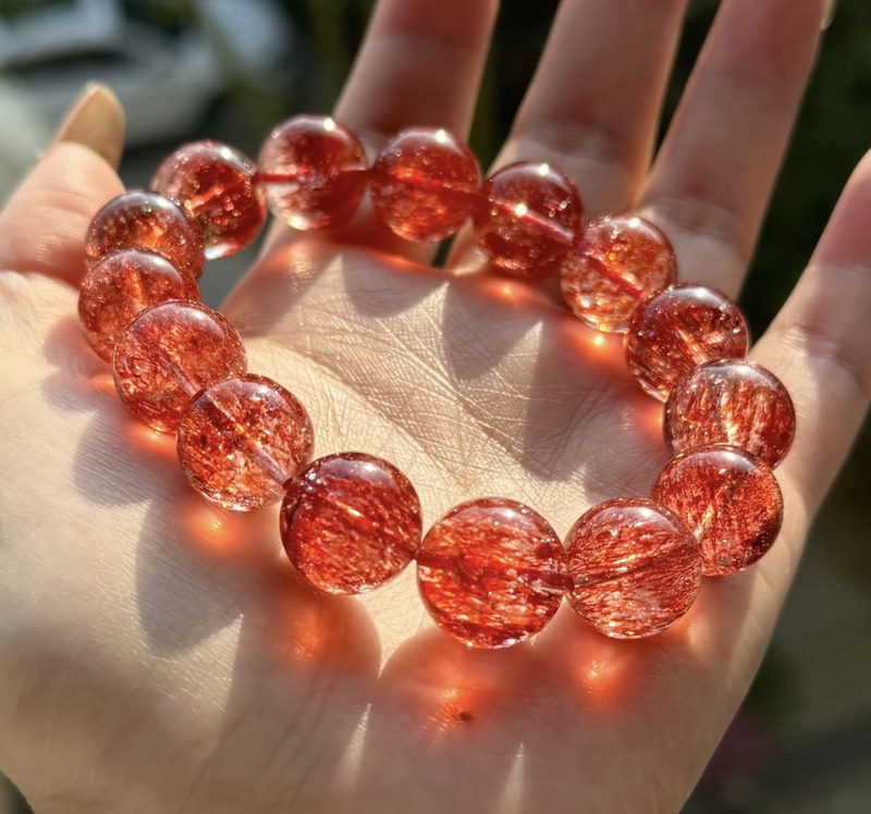 Golden Strawberry Synthetic Crystal Bracelet for Women Super Seven Best Friend Gift Birthday Girlfriend