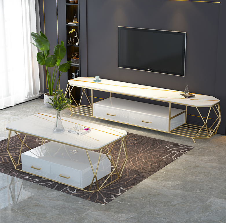 Buy Nordic iron marble tv postmodern simple light luxury gold