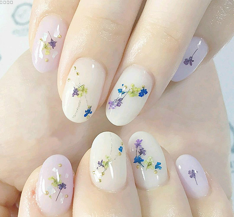 Dụng cụ làm móng Nail Snowdrops Hoa khô tự nhiên Hoa ép 12 Bộ màu - Công cụ Nail dũa móng