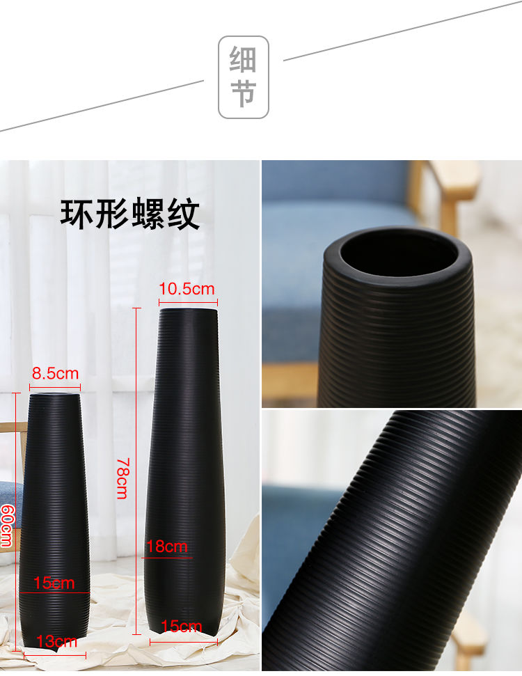 Sàn gốm trắng trang trí bình cao Phòng khách hiện đại tối giản nhánh hoa khô cắm hoa trang trí nhà châu Âu lớn - Vase / Bồn hoa & Kệ bình hoa giả đẹp