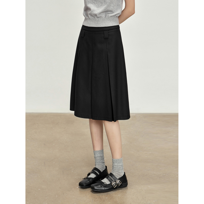 Rising in Popularity, Petite Women's Black Midi Skirt for Spring and Summer, High-Waisted, Slimming, Flattering for Pear-Shaped Body, A-Line Skirt