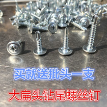 GB cross large flat head drilling tail wire self-tapping self-drilling dovetail nail screw big round head Huaus screw M4 2
