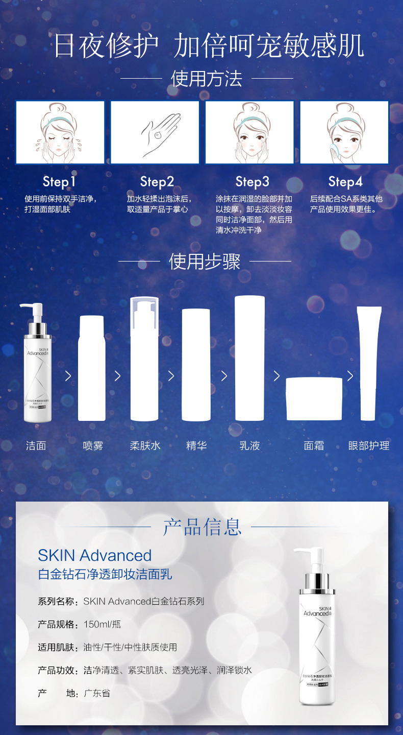 SKIN Advanced Platinum Diamond Cleanser Cleanser sữa rửa mặt fresh
