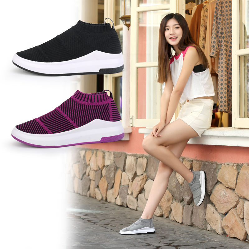 Flying weaving sports net cloth shoes 2018 spring and summer new shoes breathable lazy pedal pedal shoes