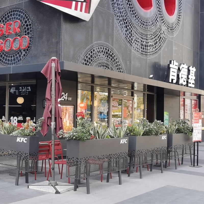 KFC Outdoor Flower Box Outdoor Flower Bag Tea Restaurant Fence Customized Flower Frame Outdoor Flower Forum
