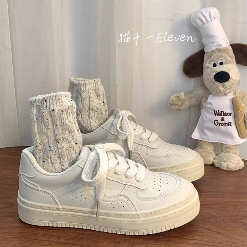Cat Eleven Eleven Japanese-Style Soft Thick-Soled White Sneakers for Women 2024 Summer New Versatile Casual Sneakers