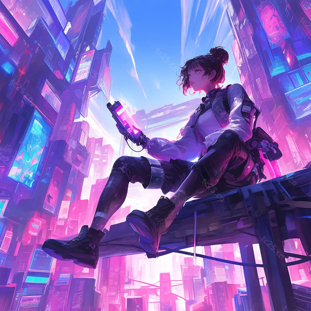 图片[7]-夜城花雨霓虹下少年midjounney提示词、stable-diffusion-pormpt-天城私塾