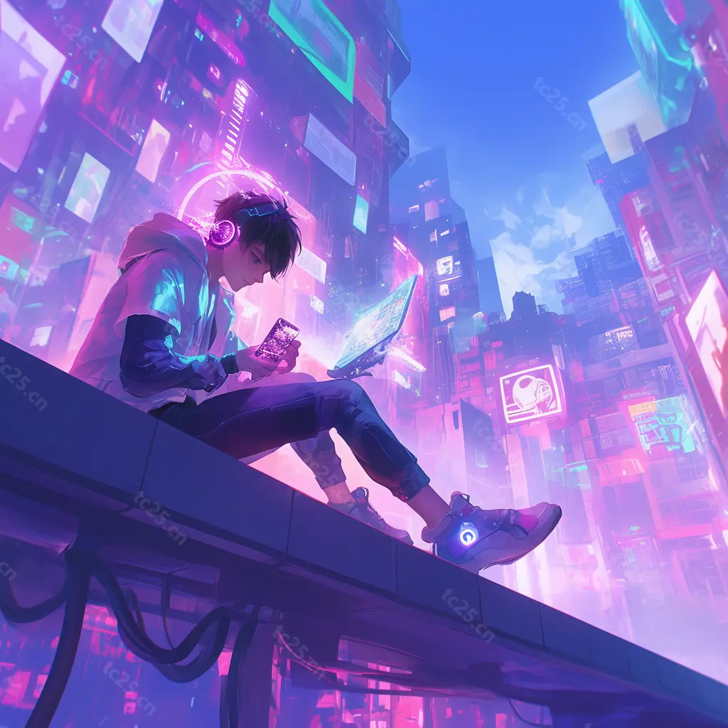 图片[8]-夜城花雨霓虹下少年midjounney提示词、stable-diffusion-pormpt-天城私塾