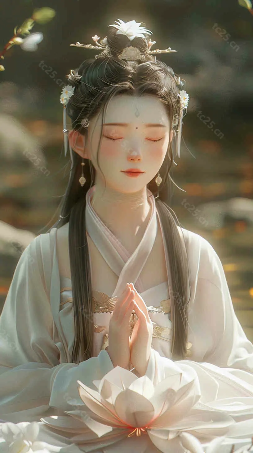 图片[3]-印度风情少女莲花祝福midjounney提示词、stable-diffusion-pormpt-天城私塾