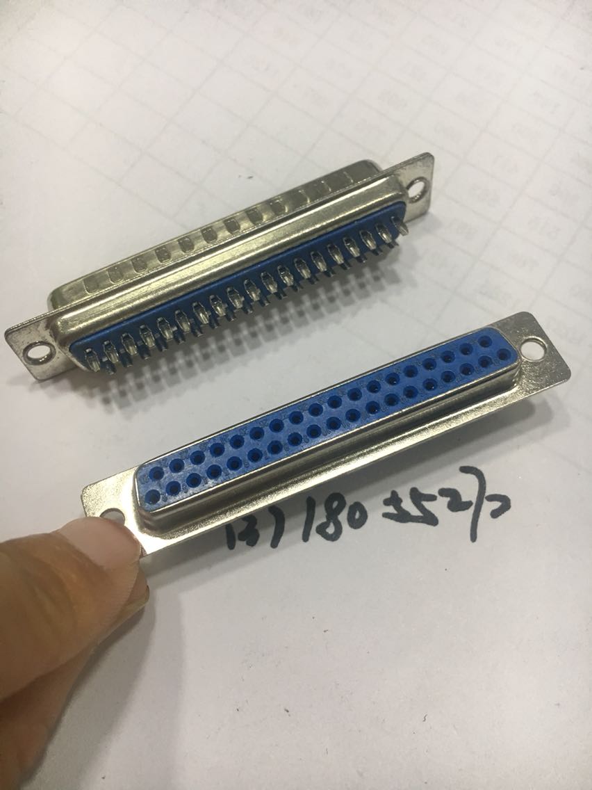 DB37 blue rubber integrated needle welding wire type male plug two-row 37 core D type head plug socket