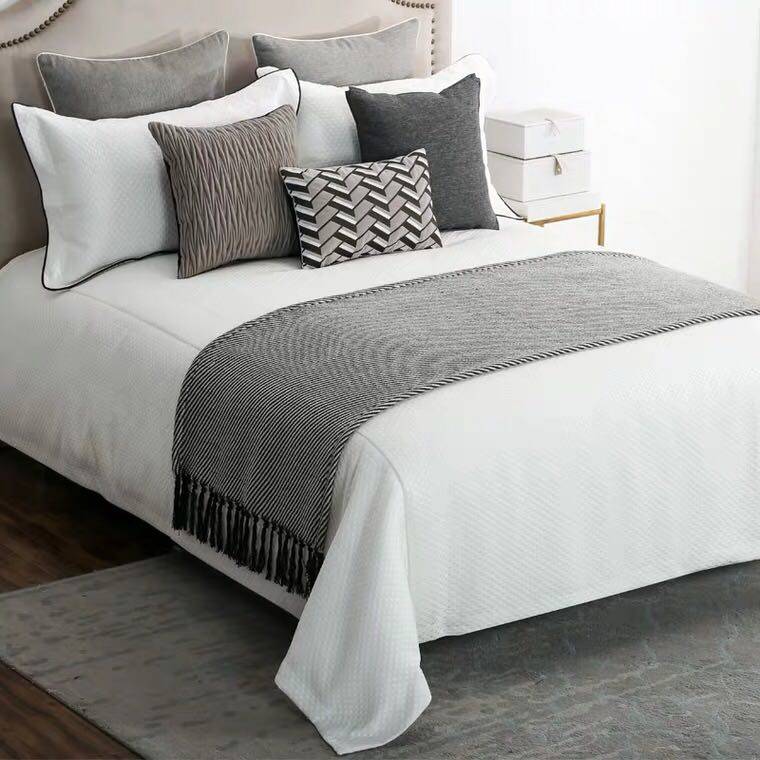 Modern American simple gray bedding furniture Model room Exhibition hall store display field color soft outfit multi-piece set