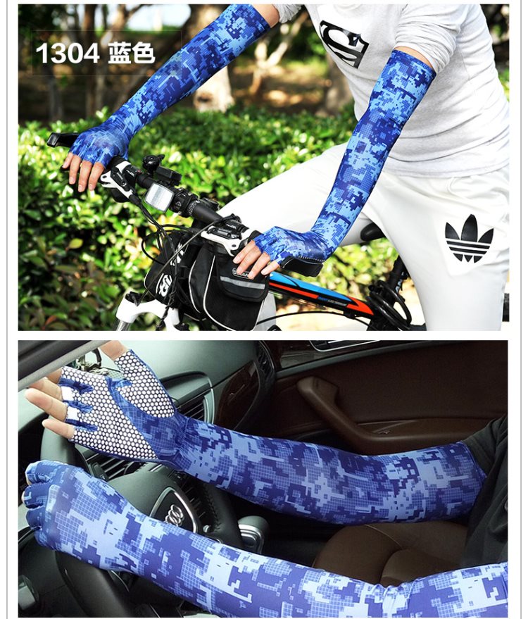 Găng tay chống nắng cho nam mùa hè Long Drive Cycling UV Protection Arm ngoài trời Ice Silk Thin Tay áo thoáng khí - Găng tay găng tay bảo hộ phủ cao su