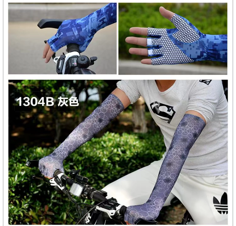 Găng tay chống nắng cho nam mùa hè Long Drive Cycling UV Protection Arm ngoài trời Ice Silk Thin Tay áo thoáng khí - Găng tay