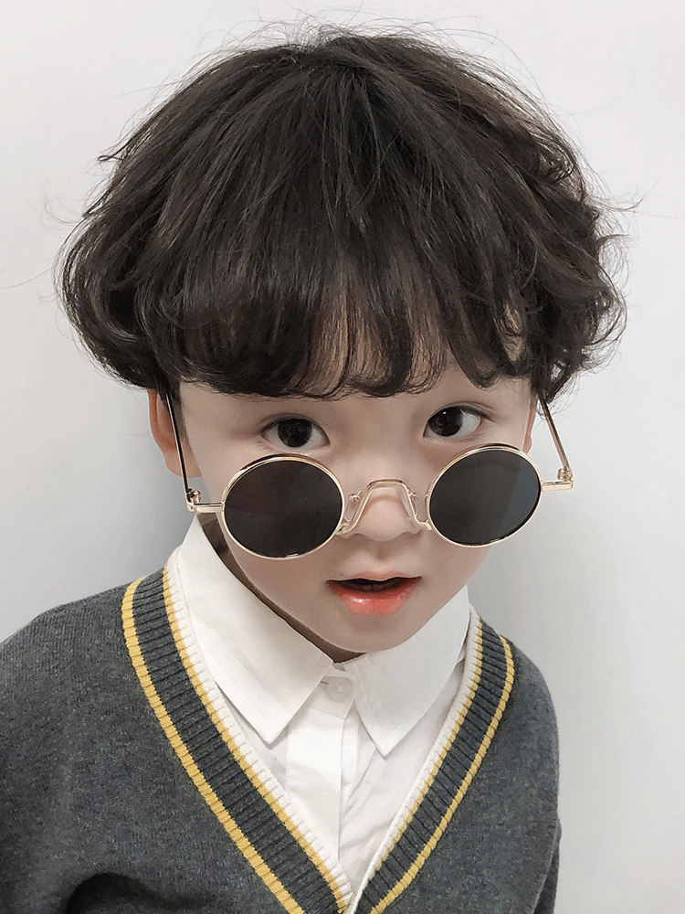 New children's vintage round frame sunglasses for men and women fashion personality catwalk sunglasses baby outing parent-child glasses