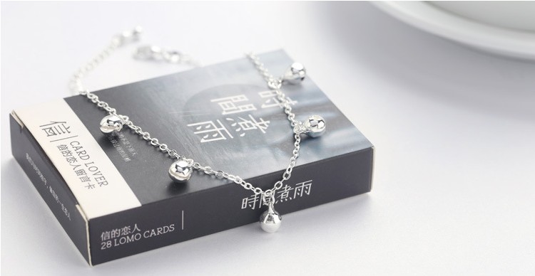 925 sterling silver vòng chân nữ cảm giác của tình yêu Hàn Quốc phiên bản của các đơn giản chuông stars bạc trang sức retro sợi dây màu đỏ sinh viên Sen