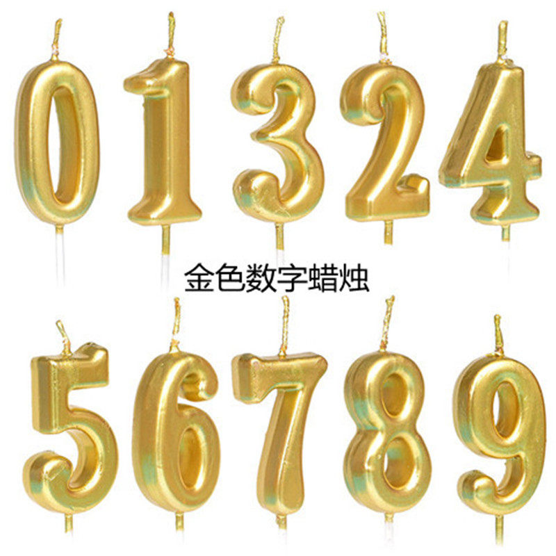 Birthday Candle Cake Decoration Golden Digital Plugin Gilded Inserts Party Creative Romantic Baking Anniversaries