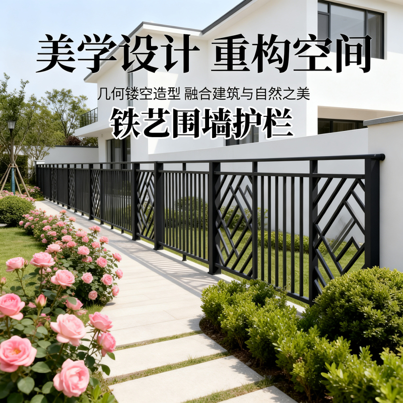 Chongqing Wrought Iron Fence Guardrail Villa Courtyard Outdoor Fence Factory Community Isolation Railing School Balcony Fence