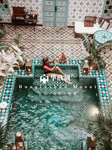 HXSPADRA Марокканский бассейн мозаичный мозаичный мозаичный мозаичный плащ Ceramics B & B Вилла бассейн пруд нижняя плитка