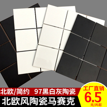 Ceramic mosaic nine grid tiles black and white gray color small white tiles Kitchen bathroom Bathroom non-slip wall tiles