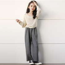 Girls straight pants yangy trousers daily parenthood girls’ spring and autumn pants girls’ casual pants children’s broad-leg pants