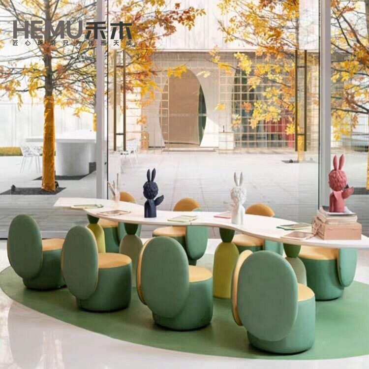 Sales Office Children's Tables and Chairs, Training School, Early Education Center, Baby Learning and Reading Table, Amusement Park, Solid Wood Handmade Table