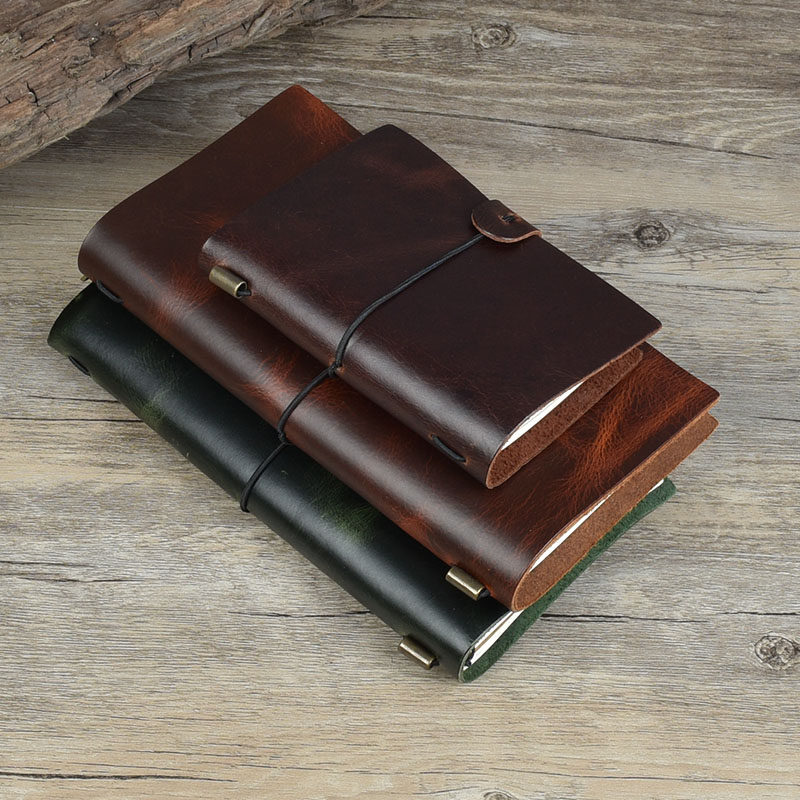 First layer cowhide handmade custom retro European travel notepad