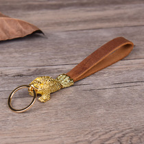 Handmade leather money turtle keychain original personality creative gift pendant retro cowhide key ring with leather