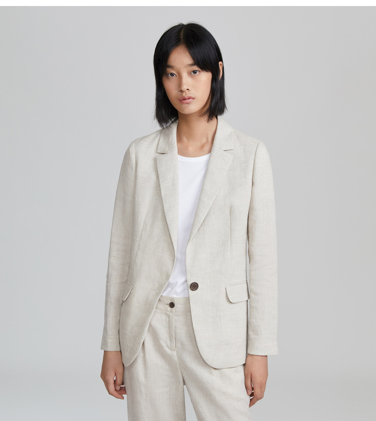 ICICLE Wo Womens 2019 Mùa xuân và mùa hè Mới đầy đủ vải lanh giản dị Blazer nữ AAAB219A02311A - Business Suit shop đầm đẹp
