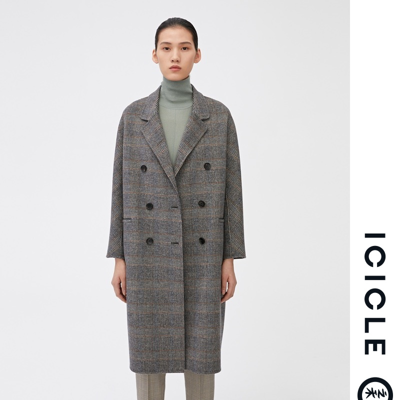 (Merino Treasure Wool) ICICLE of the grass women silk wool double-sided lapel coat
