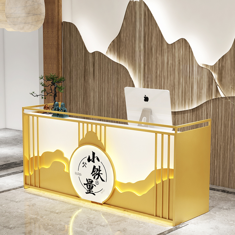 Bar cashier counter new Chinese classical style shop wrought iron small counter clothing store milk tea shop reception desk