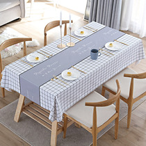 Nordic tablecloth Waterproof and oil-proof wash-in household anti-hot table mat Rectangular ins light luxury coffee table mat fabric pvc