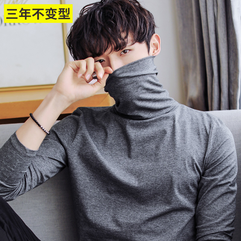 Autumn and Winter High-Neck Long-Sleeve T-Shirt for Men, Cotton Base Layer Shirt, Fitted Inner Wear, Pure Cotton Undershirt, Top
