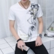 2018 mới đẹp trai quần áo ngắn nam áo thun ngắn tay 丅 桖 cotton mùa hè nửa tay nửa nam áo phông nam tay ngắn có cổ