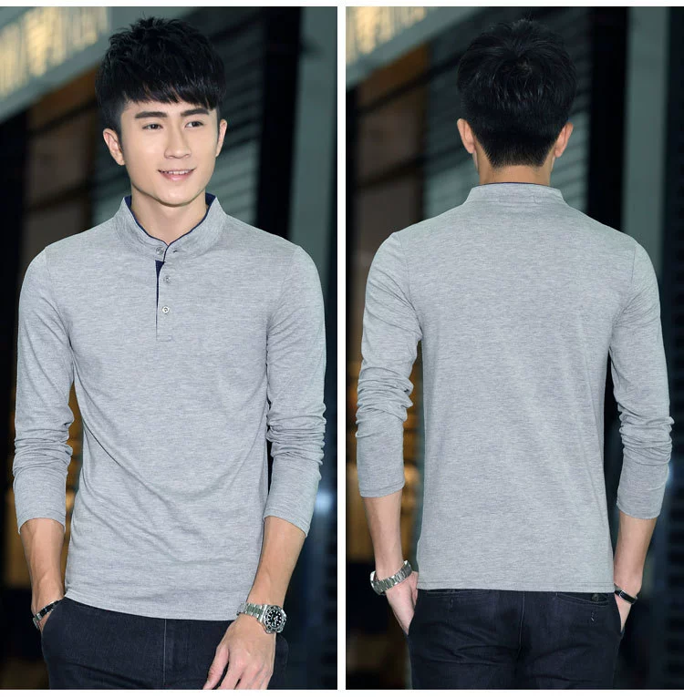 Đồ lót nam ấm áp áo thun dài tay chạm đáy có chì bên trong áo khoác cộng với nhung dày với nhung t shirt