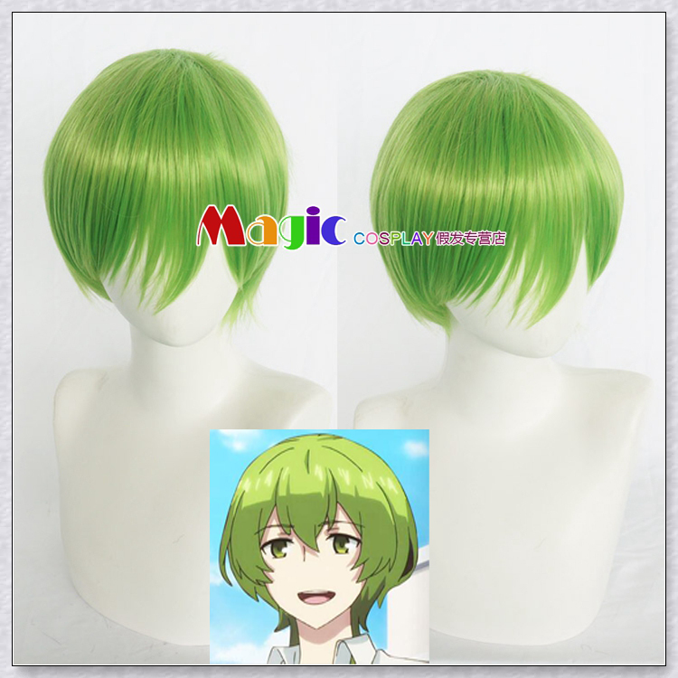 Cosplay Wig Little Green and Little Blue Little Green Yellow-Green Face-Framing Short Hair Universal Short Hair Men Daily Use