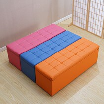 Rectangular clothing shoes long custom sofa stool leather stool bench bench training class kindergarten soft bag software