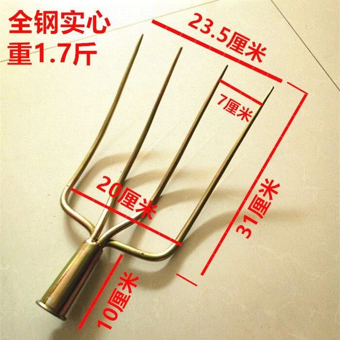 Steel Fork Quadro Tooth Fork Full Steel Solid Four Stock Fork Grass Fork Soil Fork Manure Fork Add Agricultural Stock Fork Iron Quadro Fork