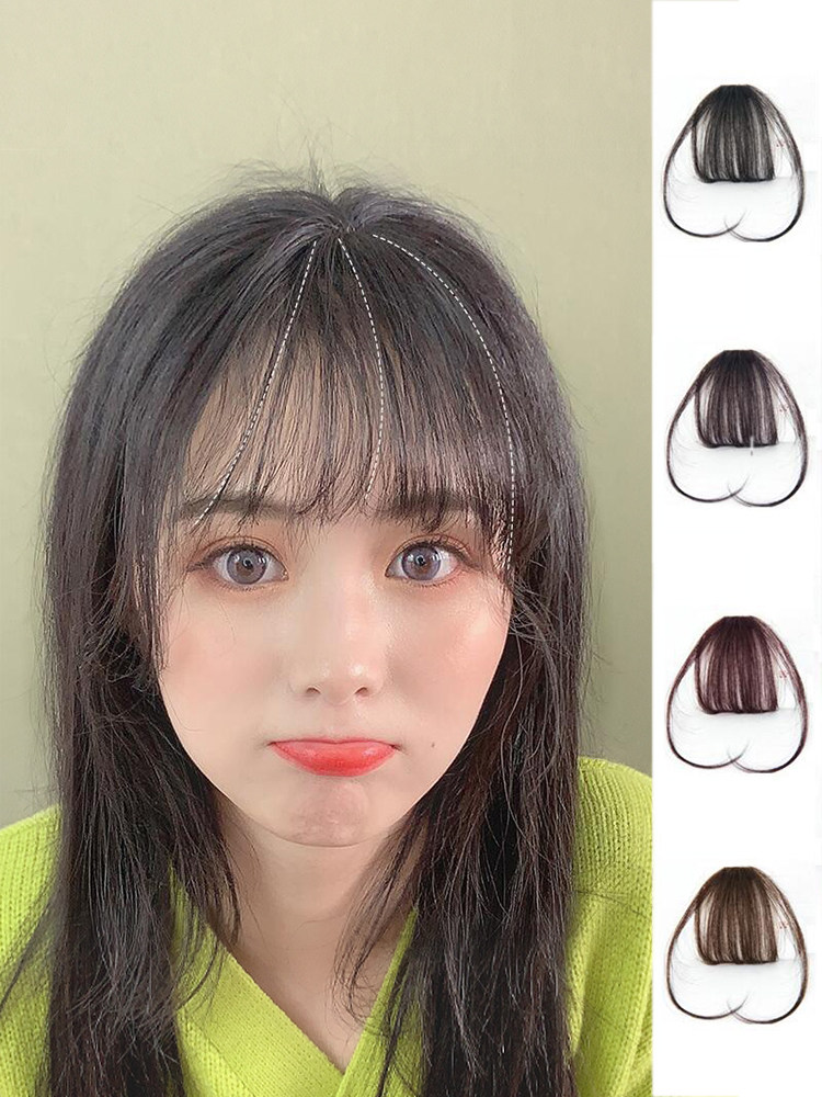 Real Hair air Liuhai Wig Girl Nature Invisible Repair Cheeseman Sea Wig Piece Ultra Slim no-mark Net Red Fake Liysea