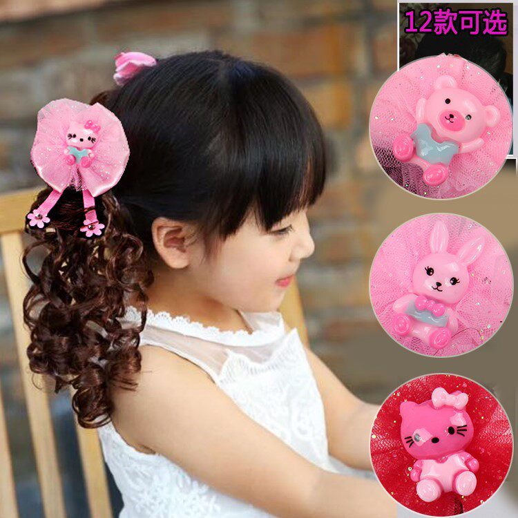 Children's wig Cute baby hairpin Little girl hairpin Hair accessories Girls short curly hair Princess styling head flower accessories