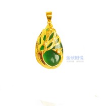 Vietnam sand gold imitation gold pendant set with green cats eye gem drop drop pendant womens necklace to send mom jewelry gift