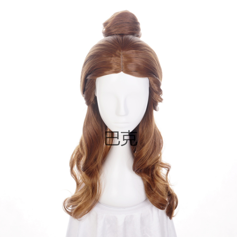 Beauty and the Beast Disney Belle Princess 2017 Live-Action Movie Cosplay Wig Fake Hair Brown Long Curly Hair Beauty and the Beast Disney Belle Princess 2017 Live-Action Movie Cosplay Wig Fake Hair Brown Long Curly Hair