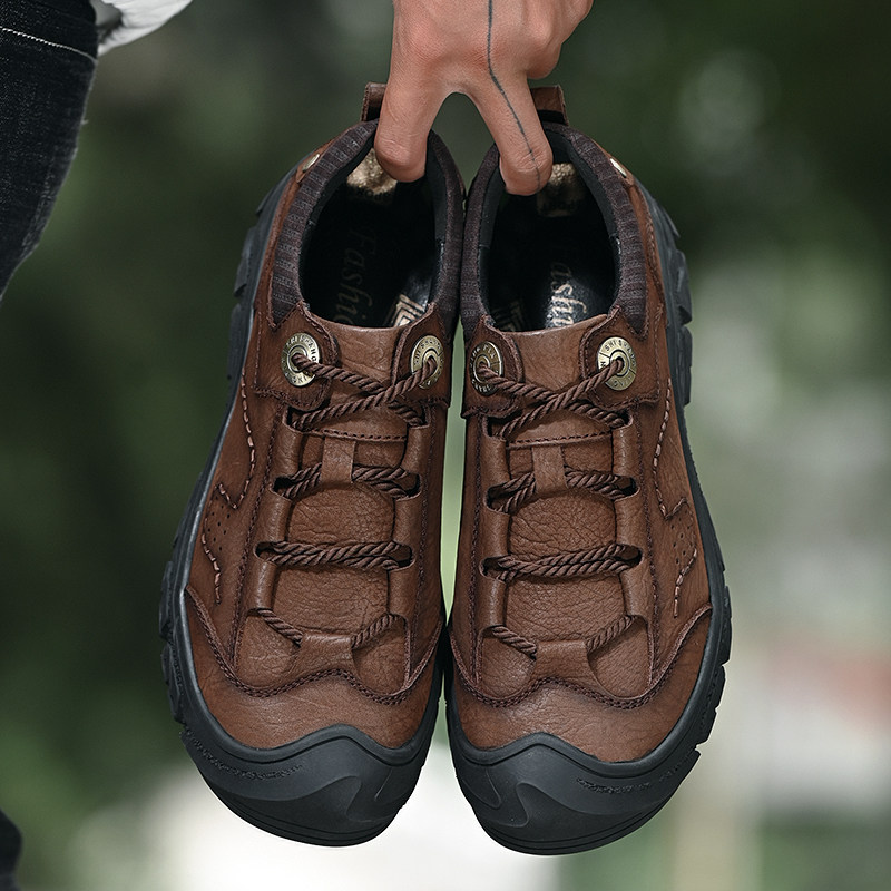 Jeep Shield 2022 Spring and Autumn Casual Leather Shoes Leather Men's Outdoor Casual Hiking Shoes Non-slip Soft Sole Hiking Shoes