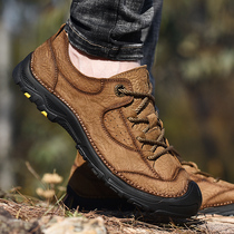 Fall Head Layer Bull Leather Men Casual Leather Shoes Mens Breathable Soft Bottom Outdoor Shoes Non-slip All Season Single Shoes Climbing Shoes