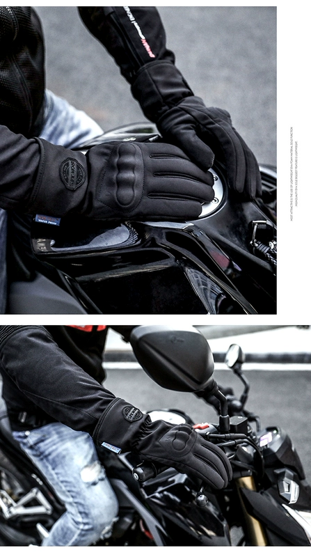 Găng tay xe máy nam mùa đông ấm áp không thấm nước dày gió đi xe máy màn hình cảm ứng hiệp sĩ chống rơi thiết bị off-road - Xe máy Rider thiết bị