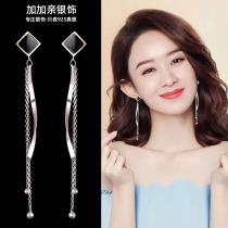 Net red earrings 2020 new trendy tassel long geometric thin earrings female 925 silver hypoallergenic earrings