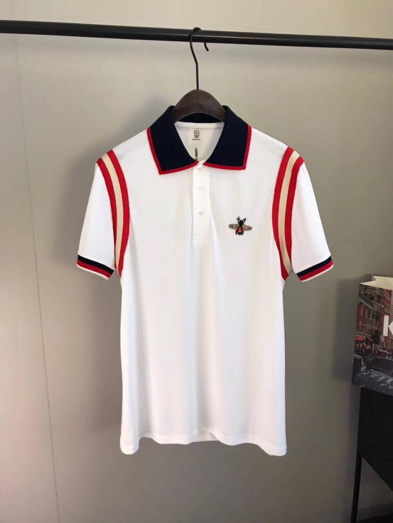 Mùa hè 2018 mới xuân hè thương hiệu sọc thêu thêu ong nhỏ ve áo nam POLO sơ mi giản dị Áo sơ mi Polo áo polo đẹp