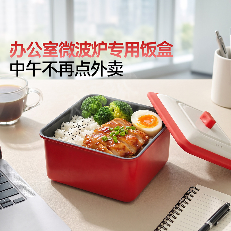 Magic Kitchen Microwave-Safe Metal Square Baking Pan Magic Cooking Box Treasure Box Multifunctional Non-Stick Lunch Box for One Person