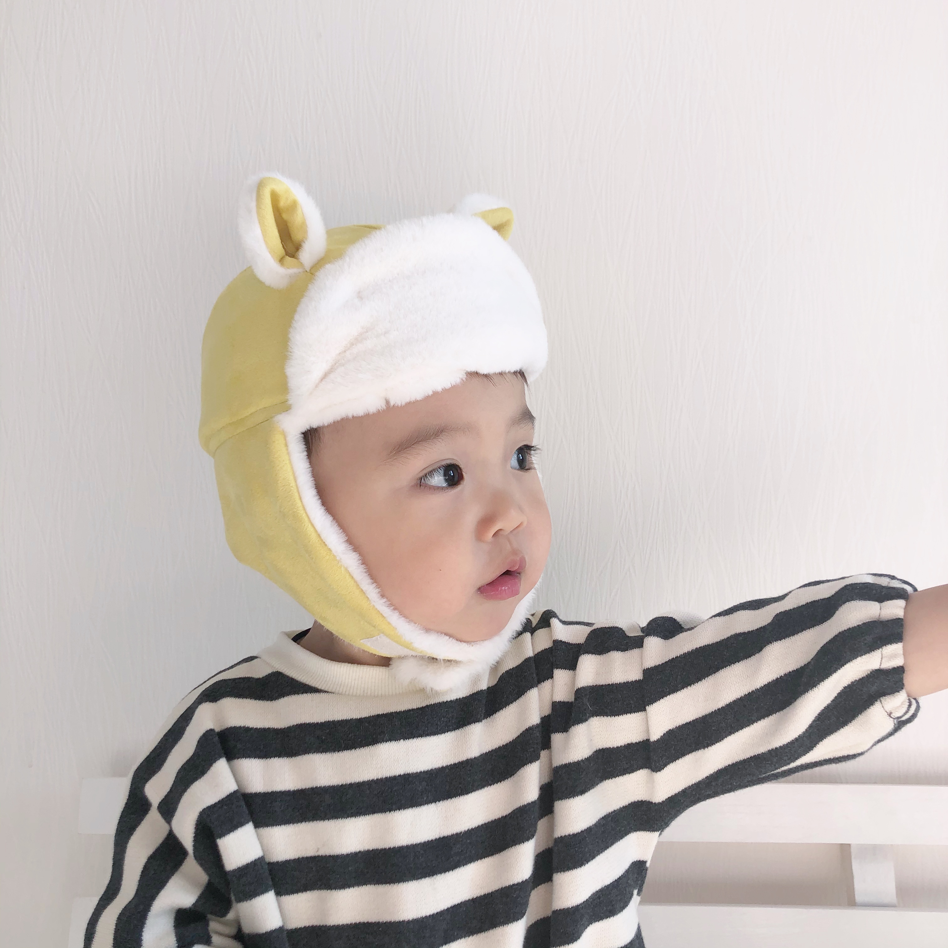 Lei Feng hat baby warm ear protection hat boy baby hat plus velvet winter children's headgear 6-12 months infants