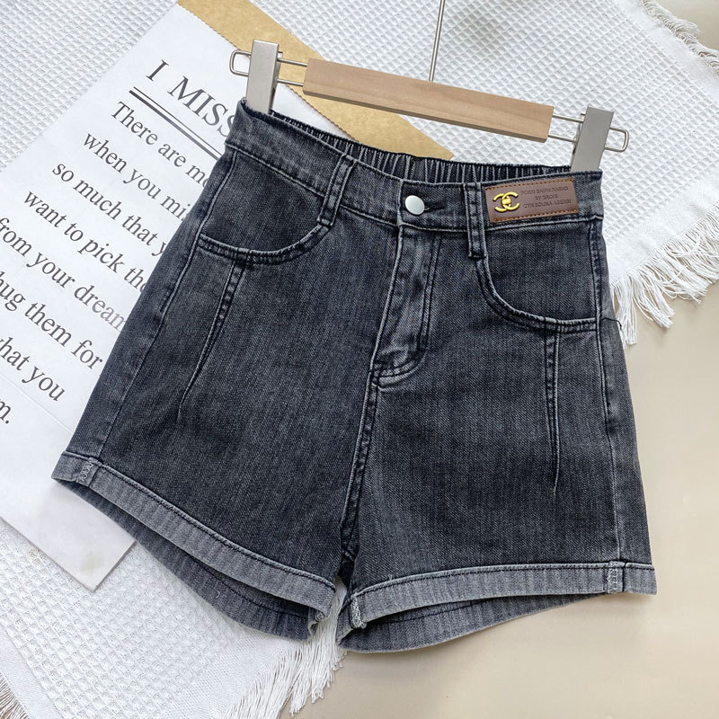 Plus-Size Stretch Denim Shorts for Women, Summer Thin Style, 2026 High-Waisted Slimming A-Line Wide-Leg Hot Pants